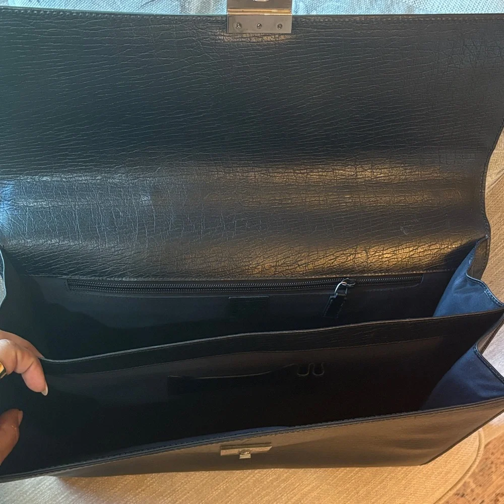 Gucci Black Leather Men's Briefcase with Combination Lock
